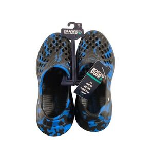 Rugged Shark Kids Water Shoes Black Blue Marble Perforated Slip On Clogs Size 3